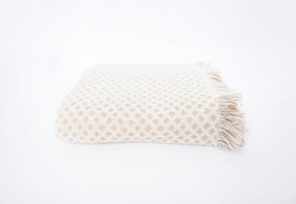 Rowan Flax Cream Diamond Cotton Throw Blanket
