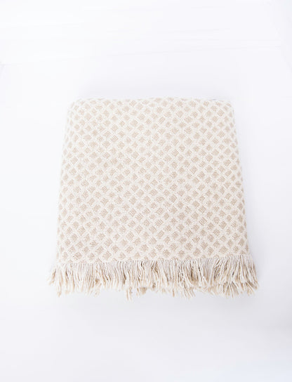 Rowan Flax Cream Diamond Cotton Throw Blanket