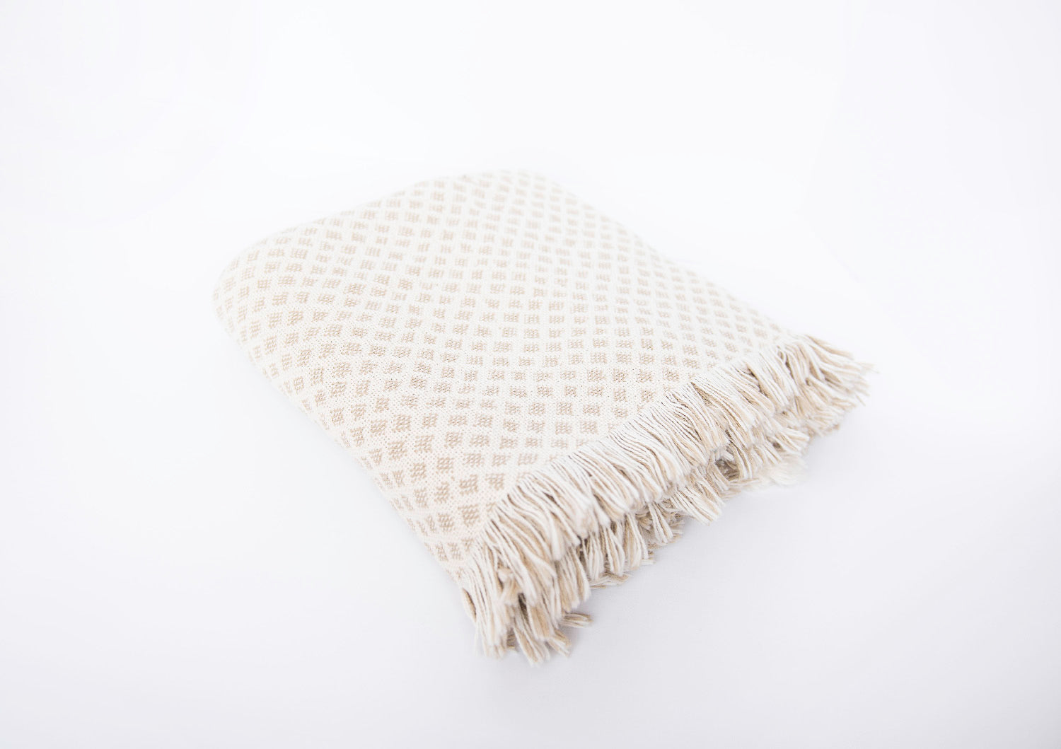 Rowan Flax Cream Diamond Cotton Throw Blanket