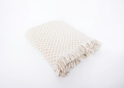 Rowan Flax Cream Diamond Cotton Throw Blanket