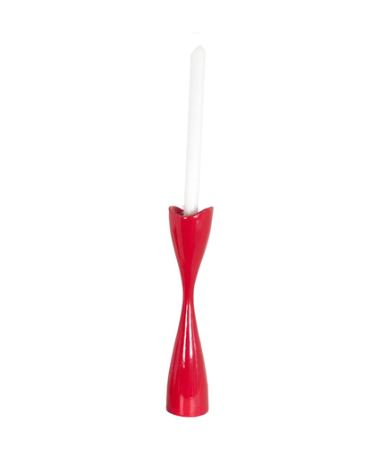 Tulip Candlestick Holders in Ruby Red