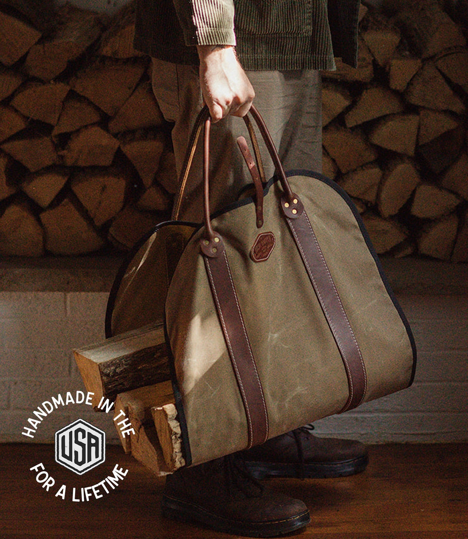 The Local Branch Leather Rugged Log Carrier - USA Made