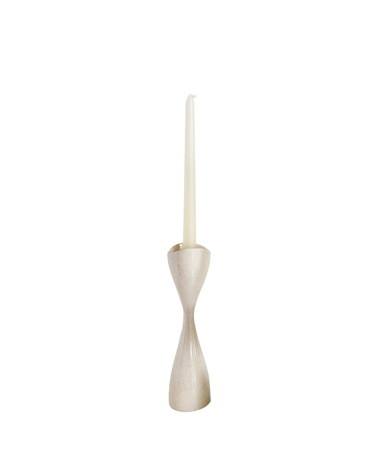 Tulip Candlestick Holders in Speckled Cream