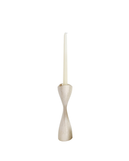 Tulip Candlestick Holders in Speckled Cream