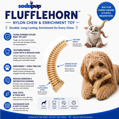 Flufflehorn Dental Antler - Durable Nylon Dog Chew Toy XL | USA Made