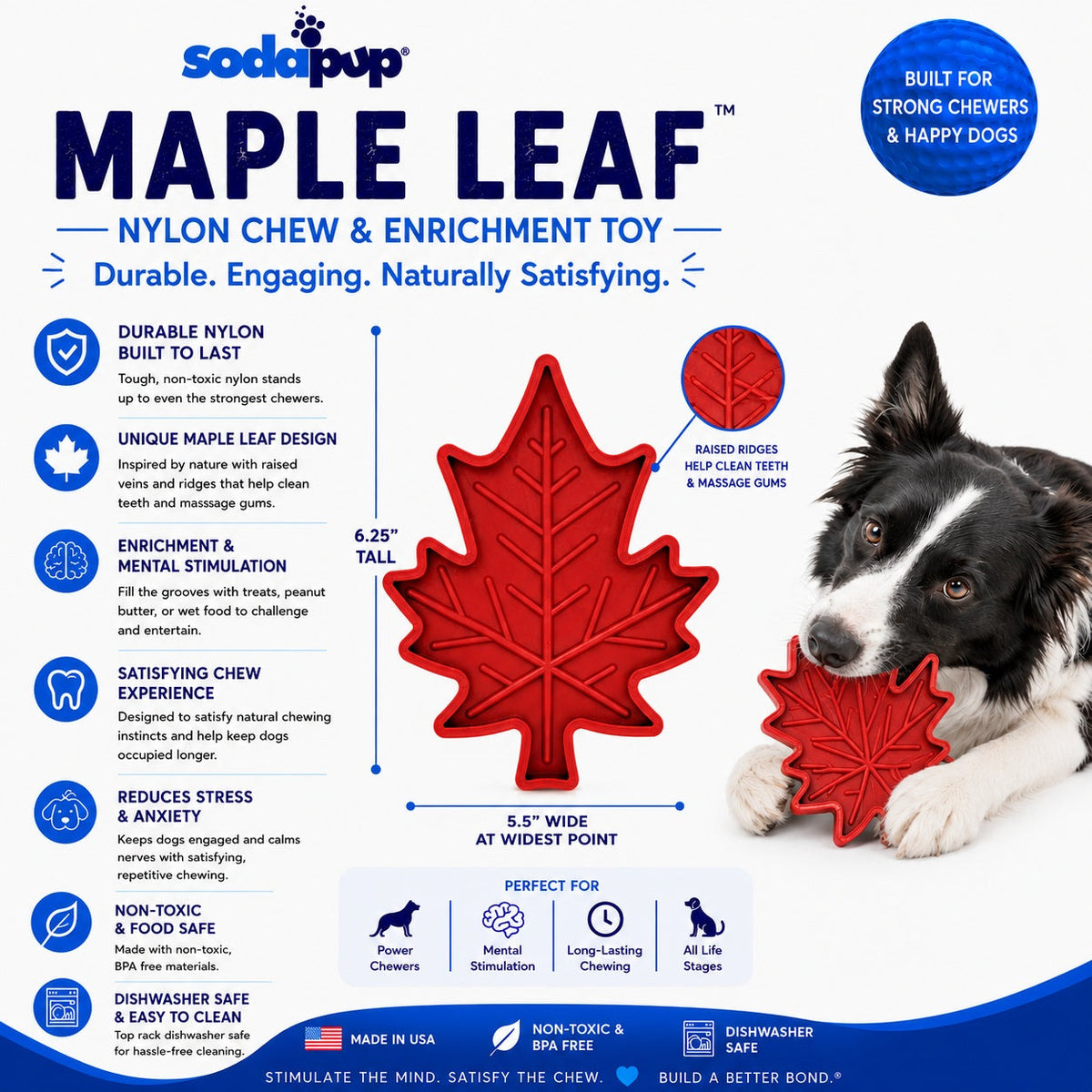 Canadian Maple Leaf Nylon Dog Chew Toy - Durable &amp; USA Made
