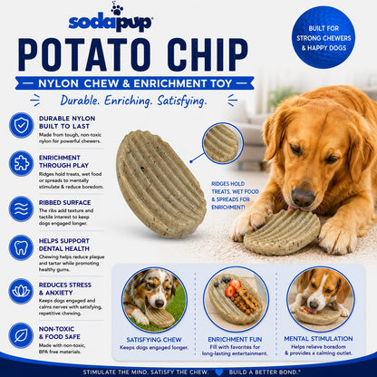 Potato Chip Nylon Chew &amp; Enrichment Toy | 2-in-1 for Aggressive Chewers | SodaPup