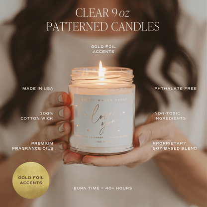 Cashmere and Vanilla Soy Patterned Candle - Clear Jar - 9 oz - My American Goods