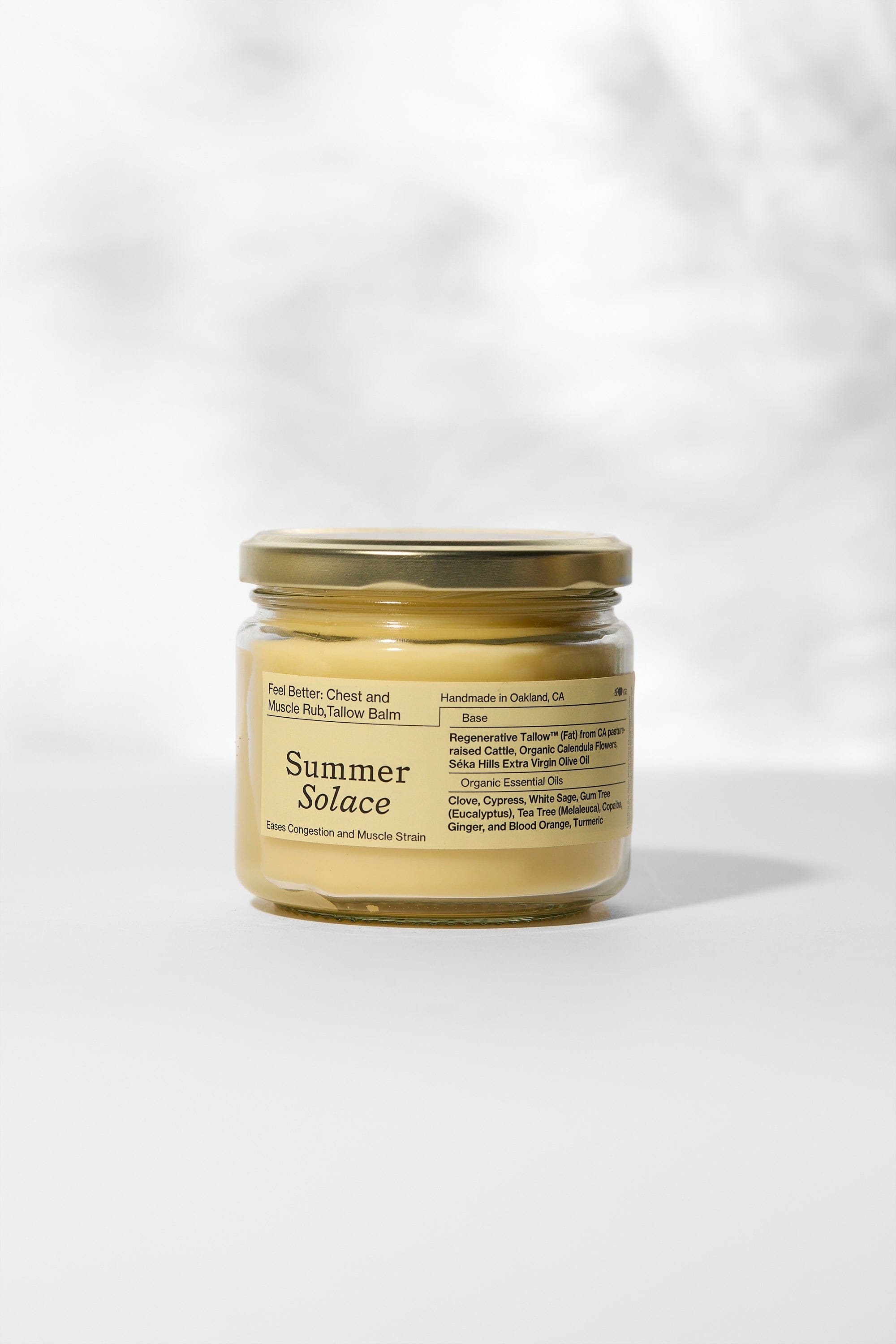 Summer Solace Tallow Tallow Balm Feel Better™ Balm –  11.5 oz in Clear Glass Jar (Best Value) Feel Better™ Balm – Chest &amp; Muscle Rub with Clove, Cypress &amp; Turmeric