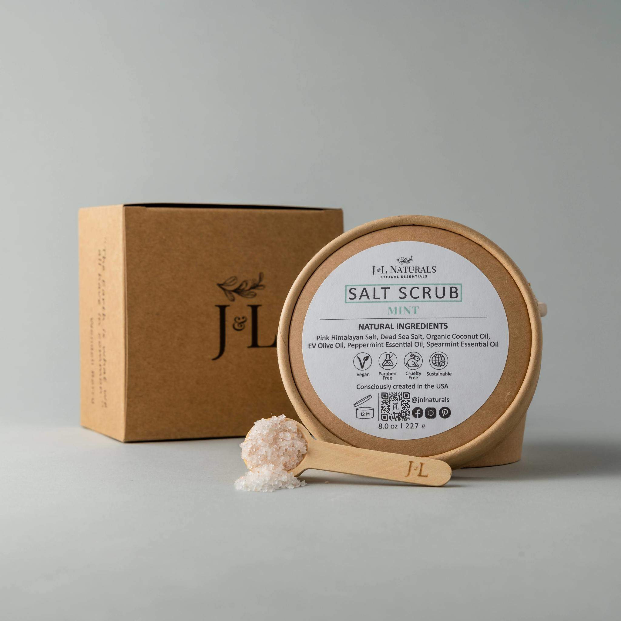 J&amp;L Naturals Salt Scrub 8 oz / Mint Salt Scrub (Multiple Sizes)