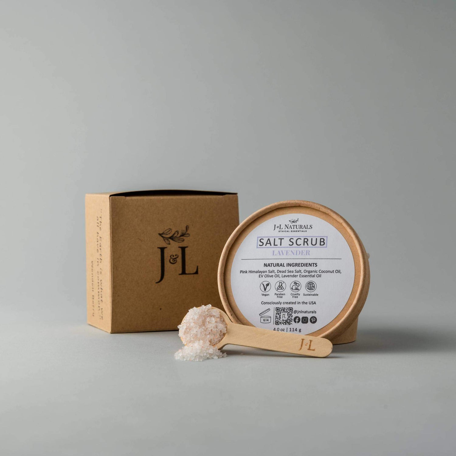J&amp;L Naturals Salt Scrub 4 oz / Lavender Salt Scrub (Multiple Sizes)