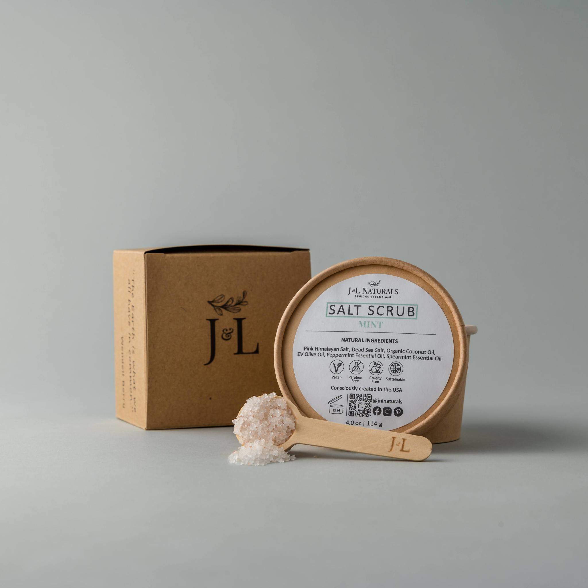 J&amp;L Naturals Salt Scrub 4 oz / Mint Salt Scrub (Multiple Sizes)