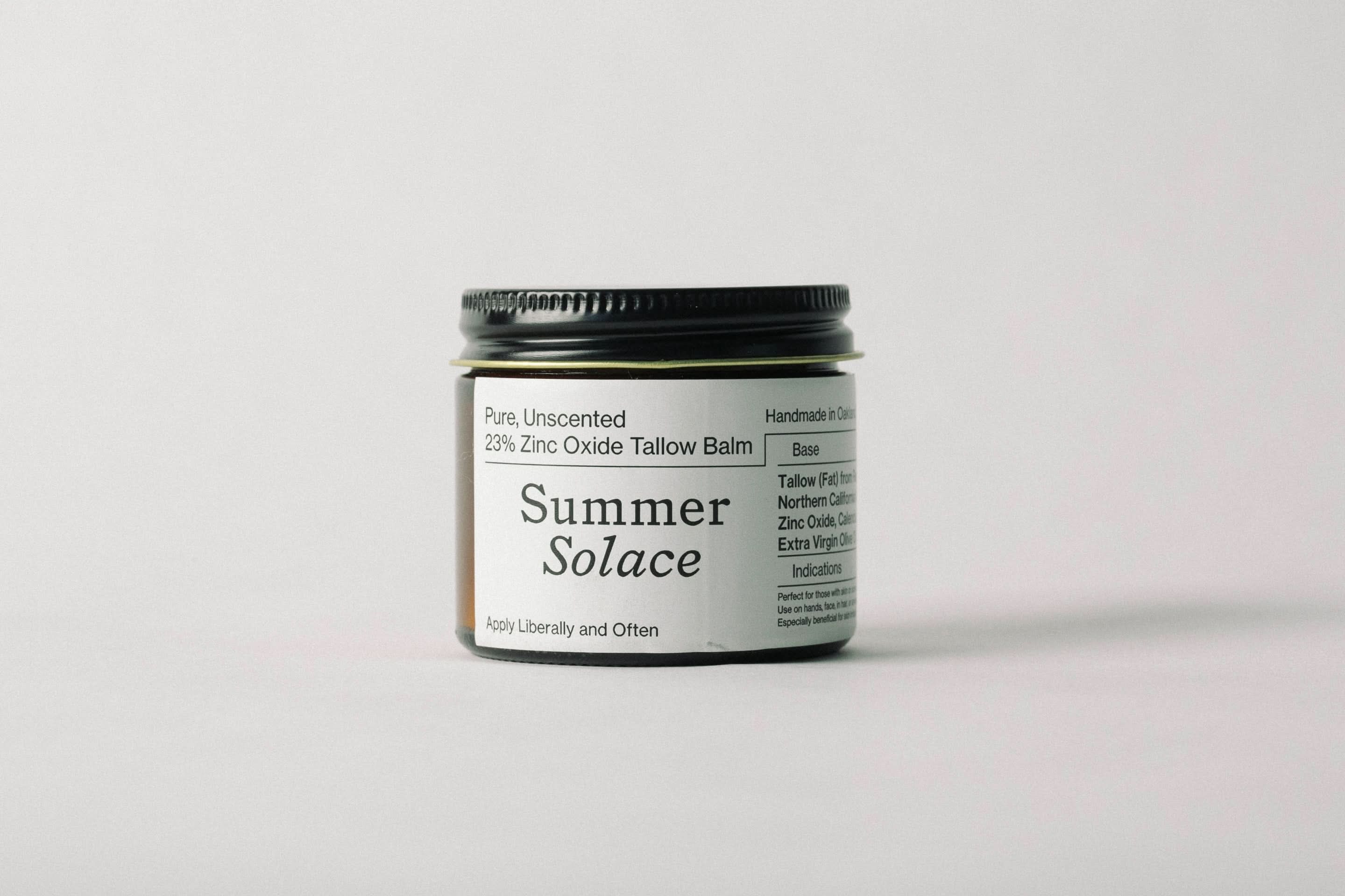 Summer Solace Tallow SPF 23% Non-Nano Zinc Tallow Balm | Pure Unscented
