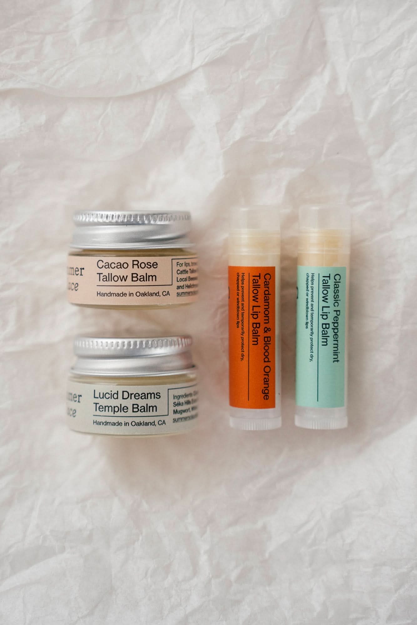 Summer Solace Tallow Gift Sets Lip &amp; Temple Balm Set – Compact, Nourishing, Travel-Ready