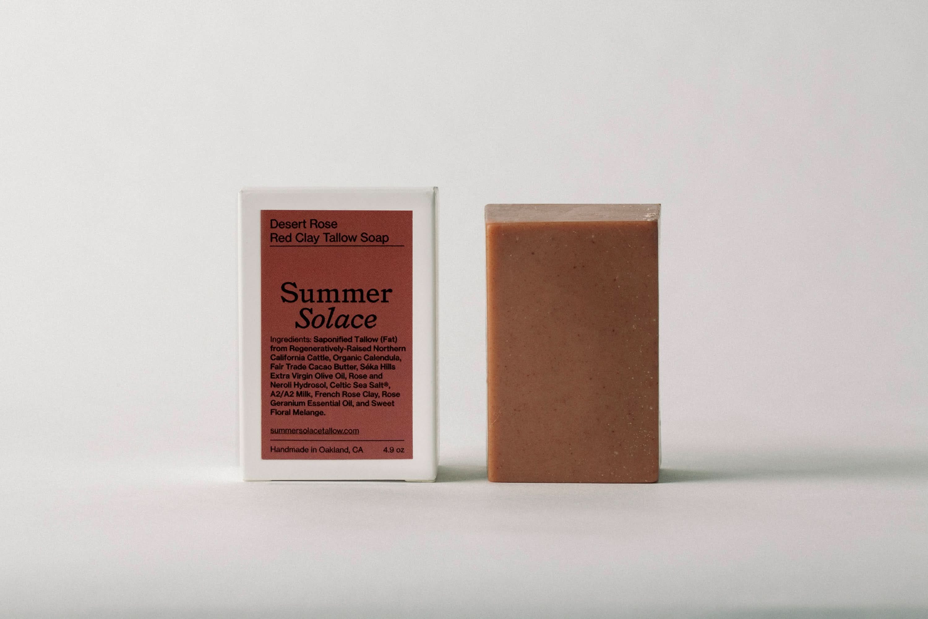 Summer Solace Tallow Tallow Soap Desert Rose – Red Clay Bar Soap | Floral &amp; Cacao Butter Infused