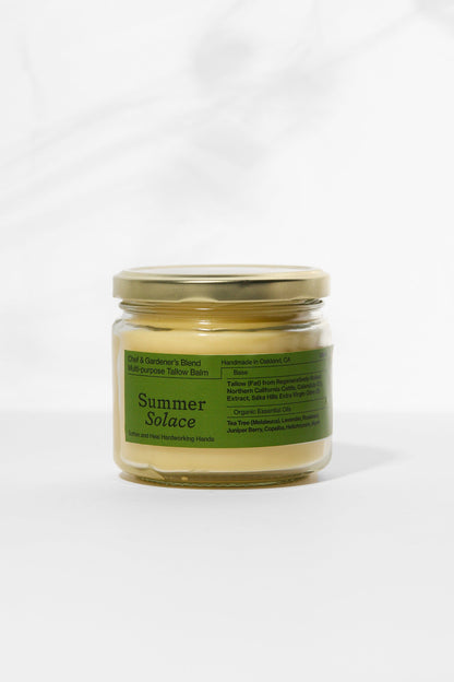 Summer Solace Tallow Tallow Balm Chef &amp; Gardener’s Healing Balm – 11.5 oz in Clear Glass Jar (Best Value) Chef &amp; Gardener’s Healing Balm – Rosemary, Myrrh &amp; Tea Tree