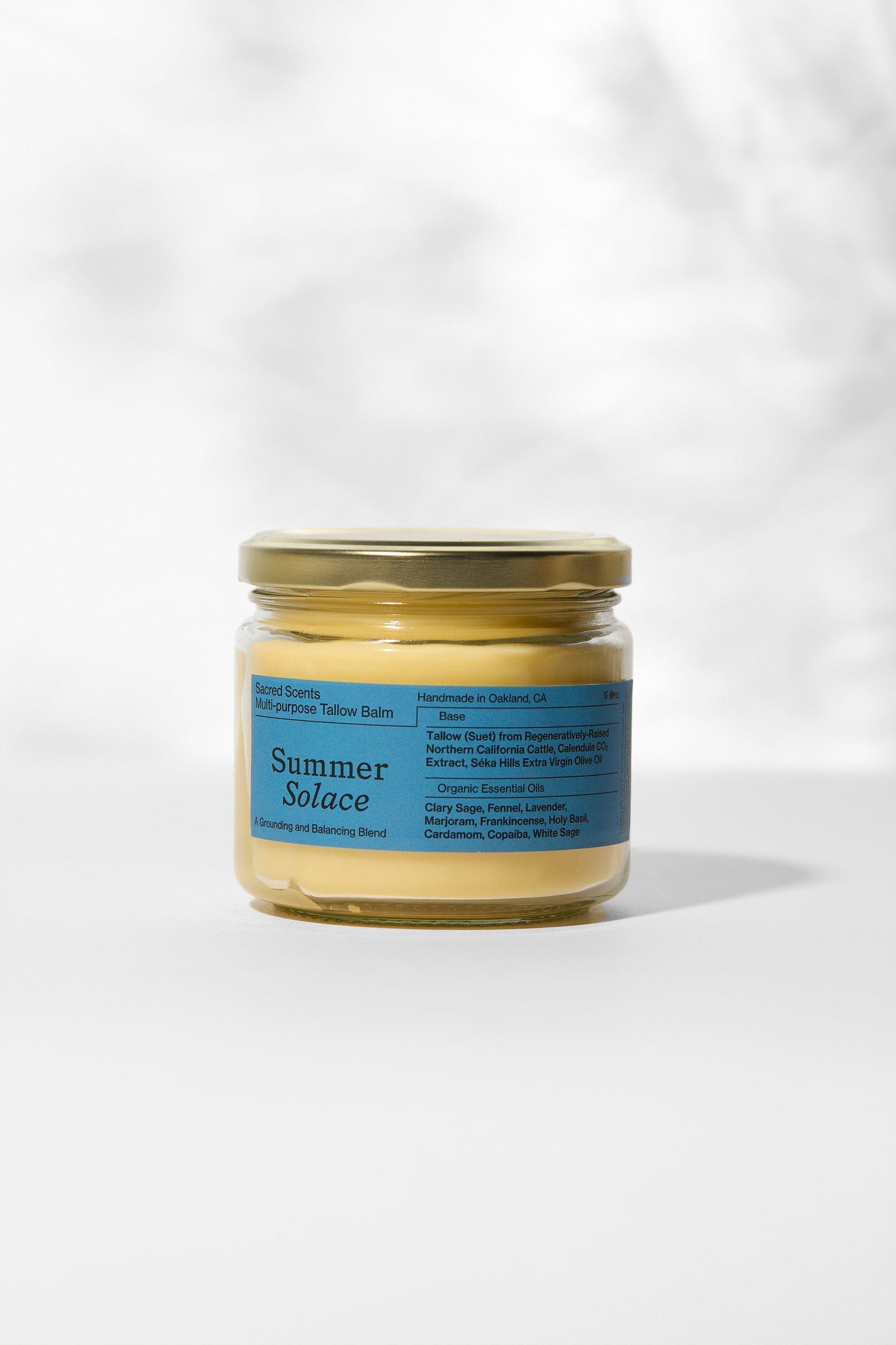 Summer Solace Tallow Tallow Balm Sacred Scents Spiritual Balm – 11.5 oz in Clear Glass Jar (Best Value) Sacred Scents Spiritual Balm – Clary Sage, Fennel &amp; Tulsi Holy Basil