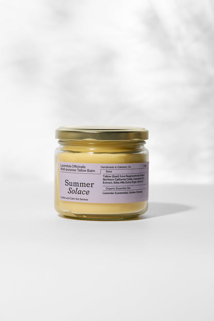 Summer Solace Tallow Tallow Balm Lavendula Balm – 11.5 oz in Clear Glass Jar (Best Value) Lavendula Balm – Calming Floral Blend | Lavender &amp; Golden Champa