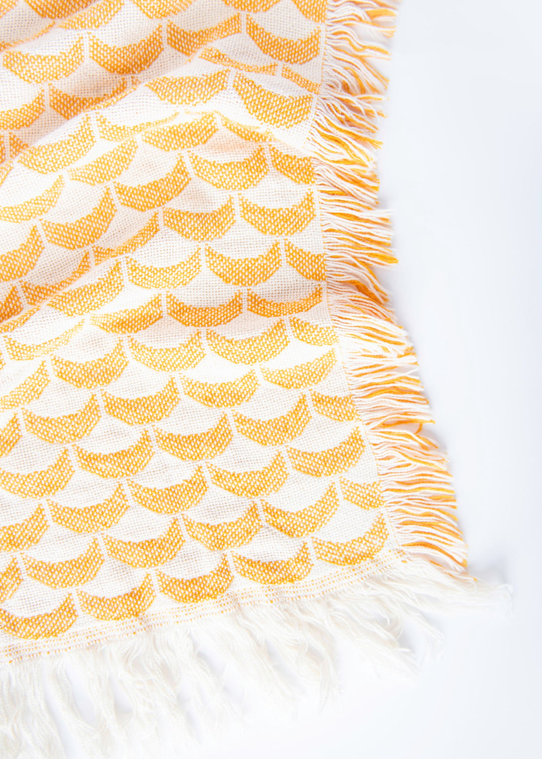 Sadie Honey Yellow Scallop Cotton Throw Blanket