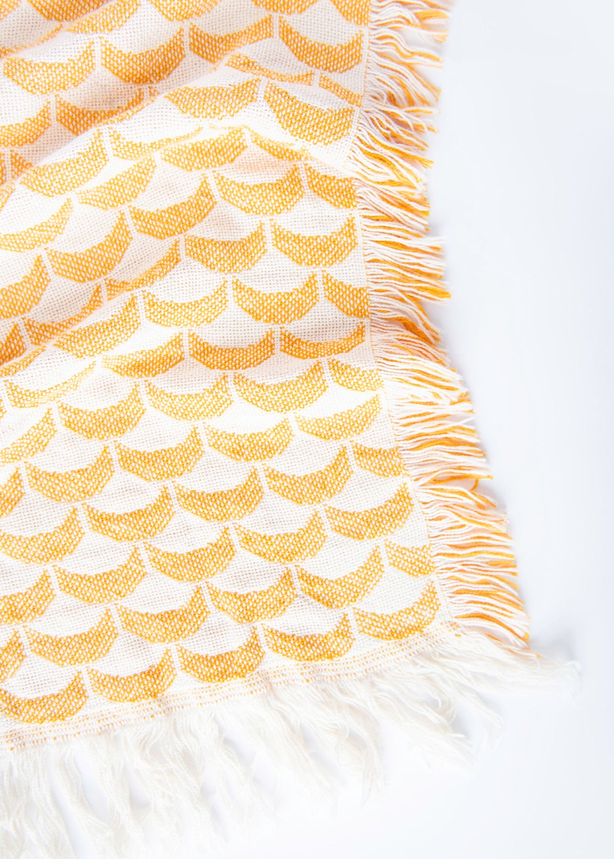 Sadie Honey Yellow Scallop Cotton Throw Blanket