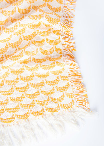 Sadie Honey Yellow Scallop Cotton Throw Blanket