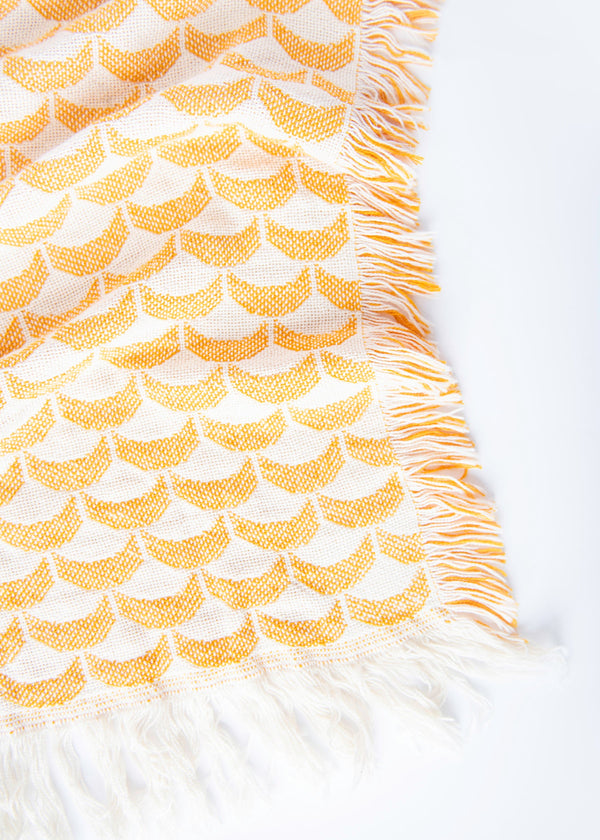 Sadie Honey Yellow Scallop Cotton Throw Blanket