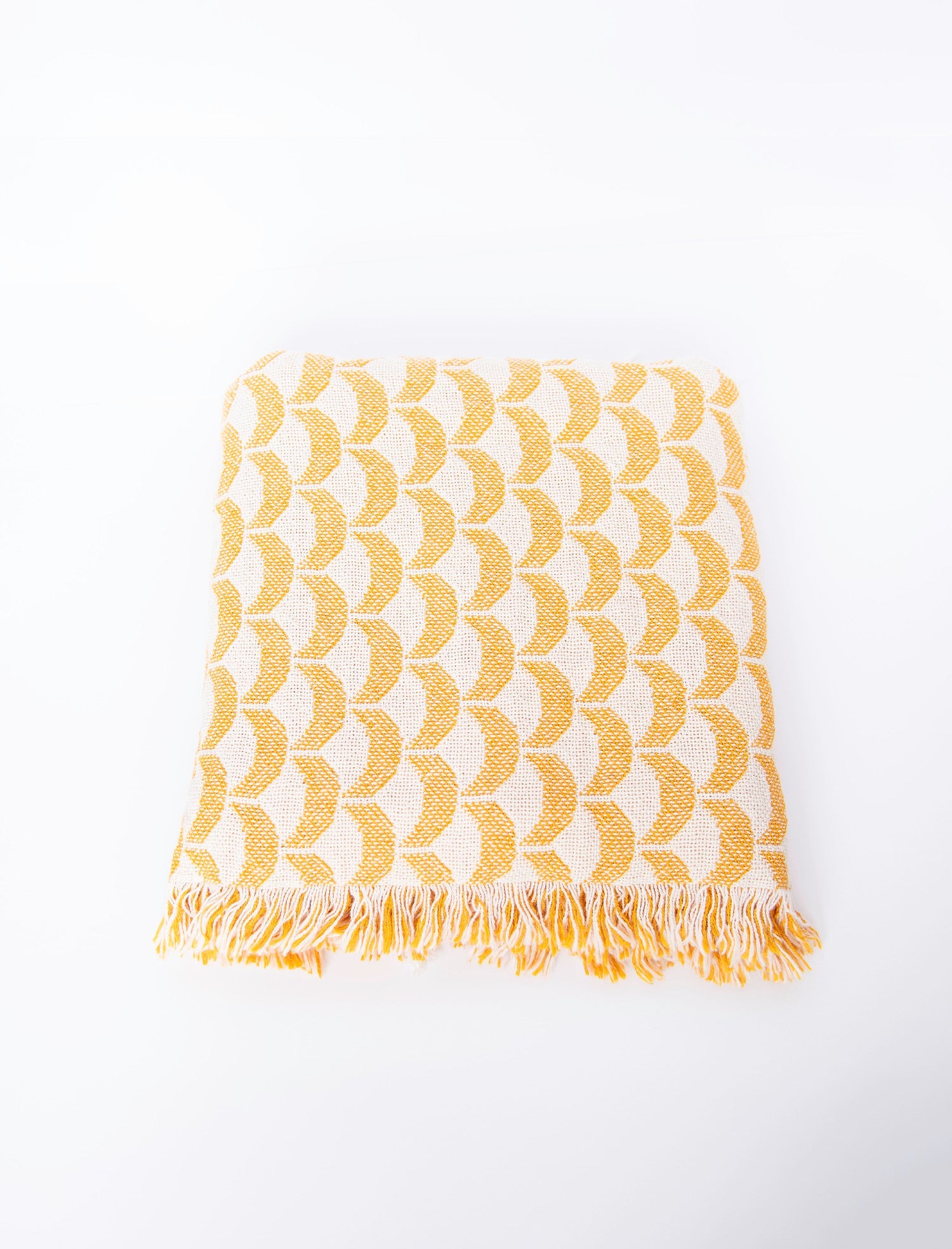 Sadie Honey Yellow Scallop Cotton Throw Blanket
