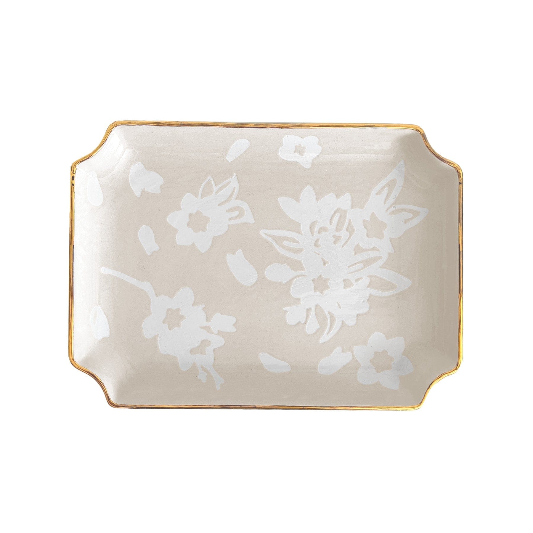 Ruby Clay Company Tray Small / Beige Sakura Trays with 22K Gold Accent