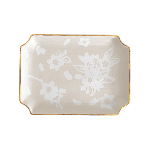 Ruby Clay Company Tray Small / Beige Sakura Trays with 22K Gold Accent