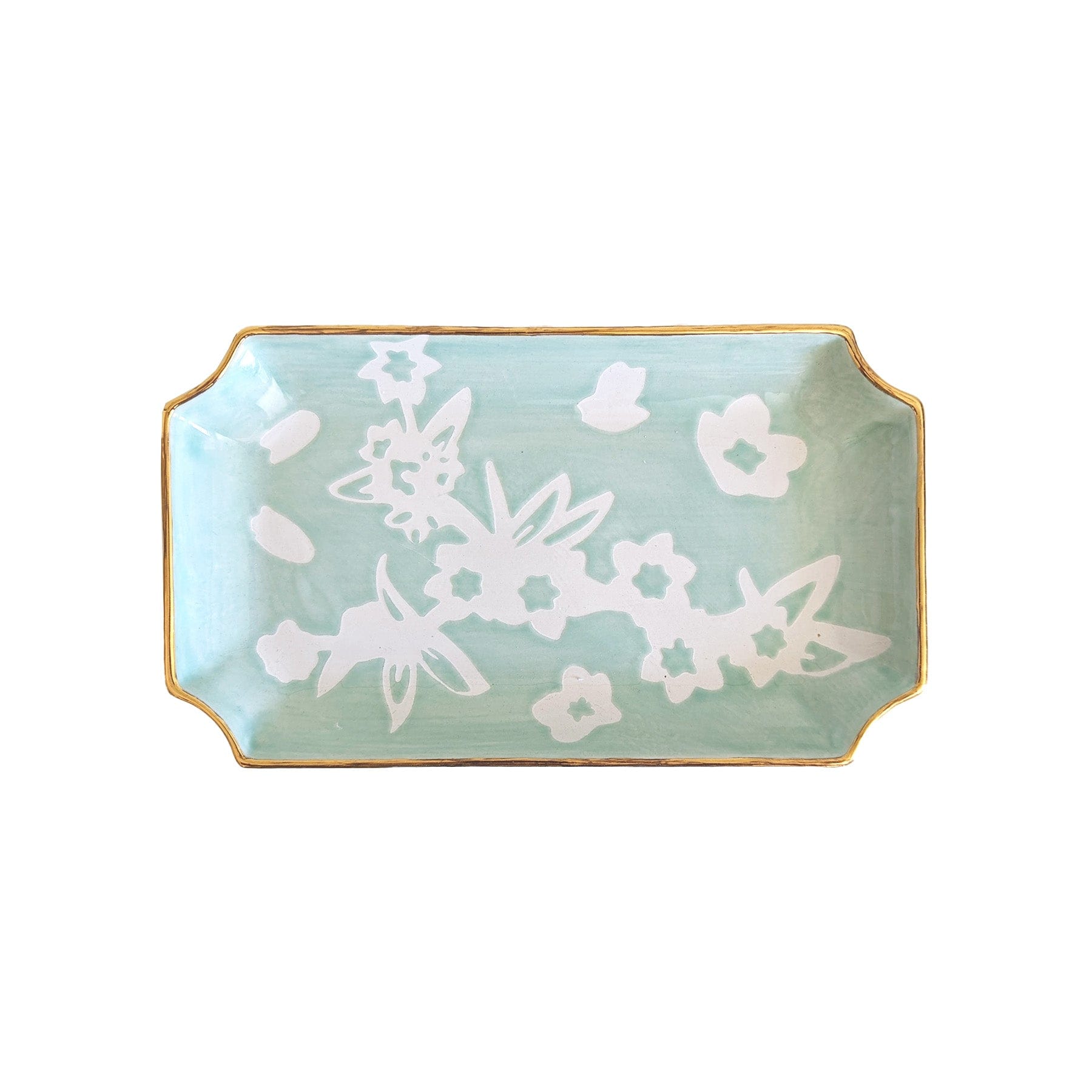 Ruby Clay Company Tray Small / Sea Glass Sakura Trays with 22K Gold Accent