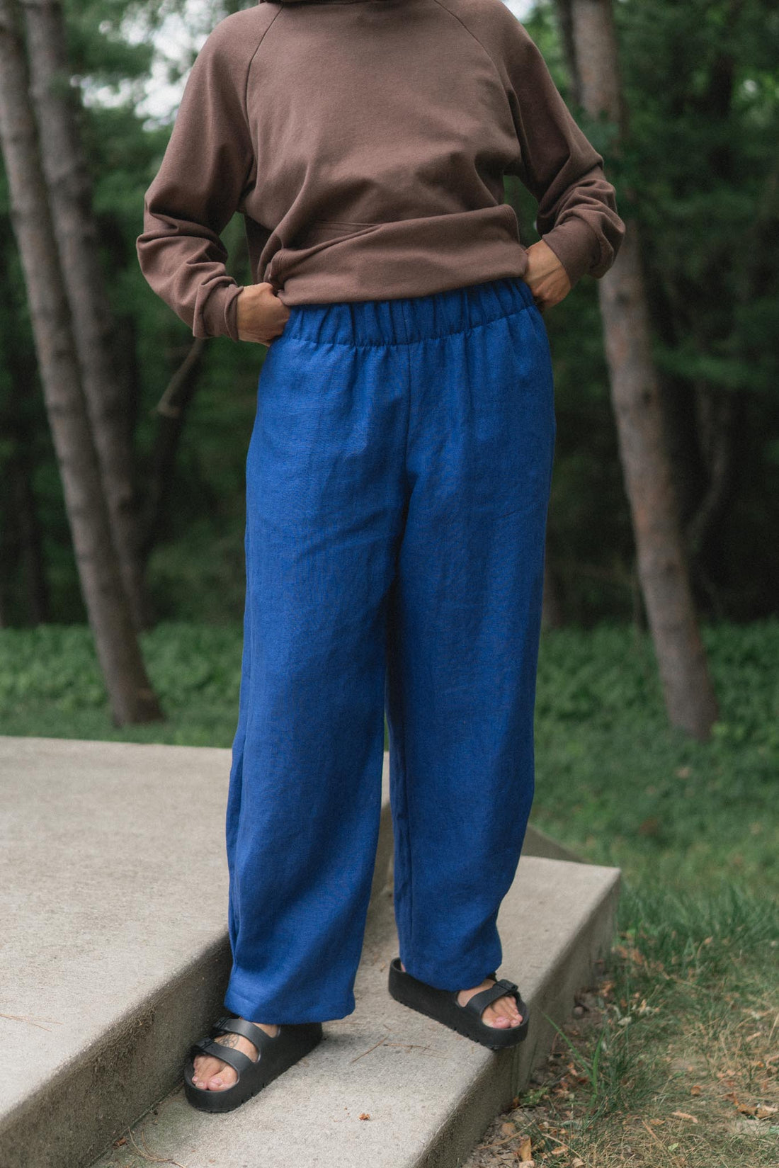 Crescent Moon Pants in Kingfisher Blue