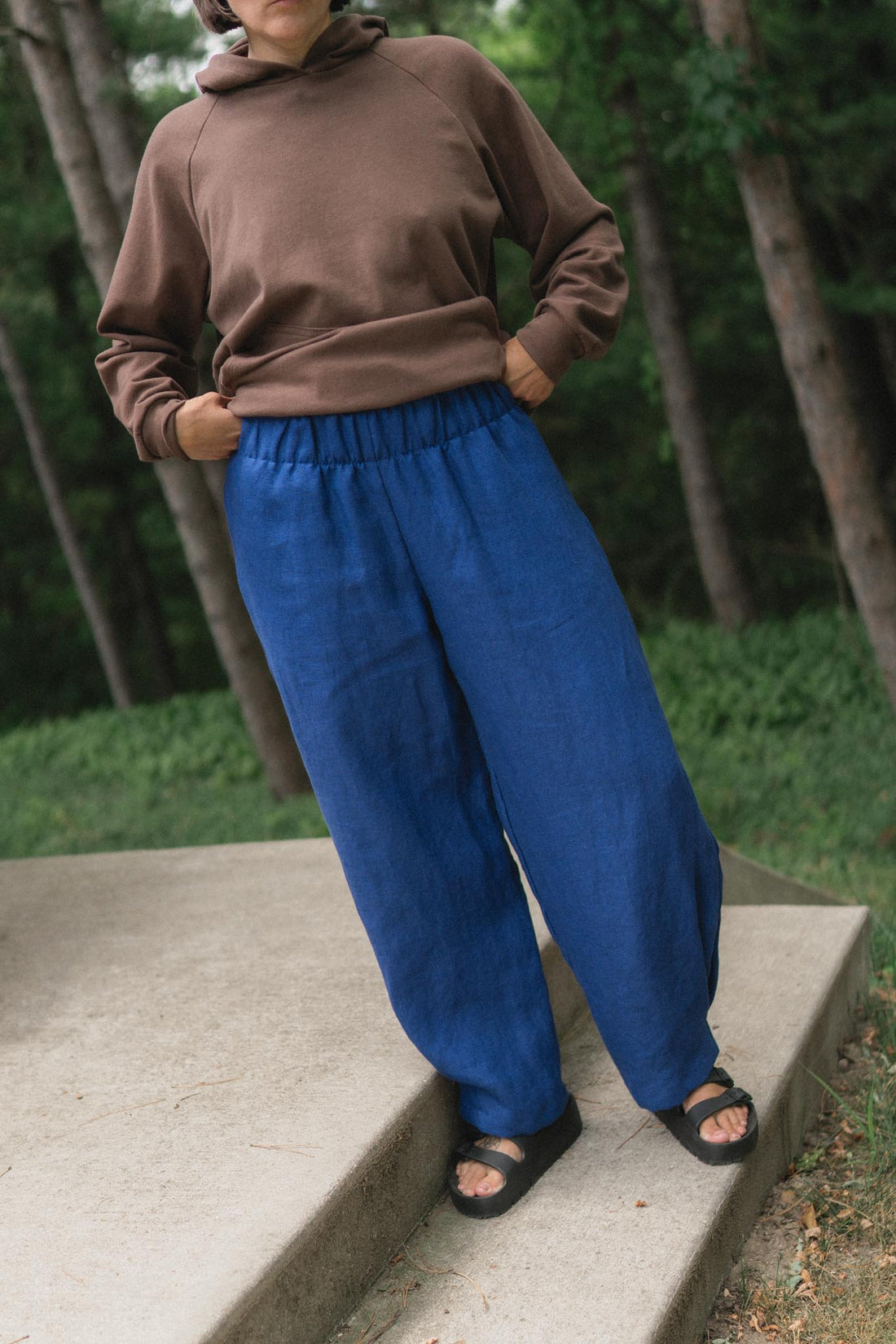 Crescent Moon Pants in Kingfisher Blue