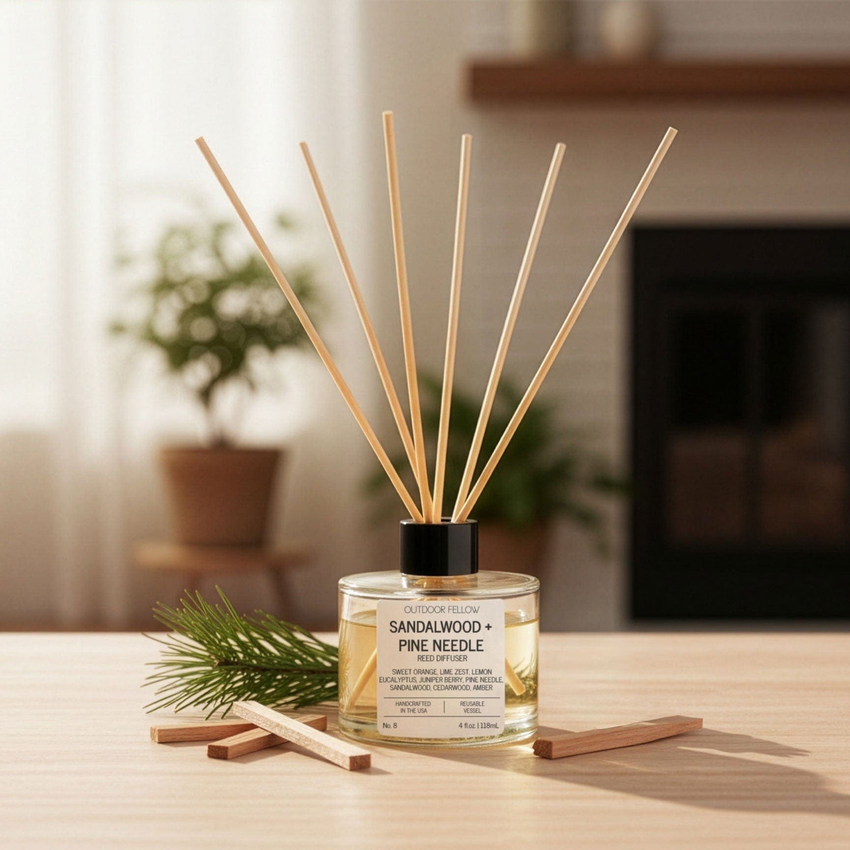 Outdoor Fellow Reed Diffuser Sandalwood and Pine Needle Reed Diffuser