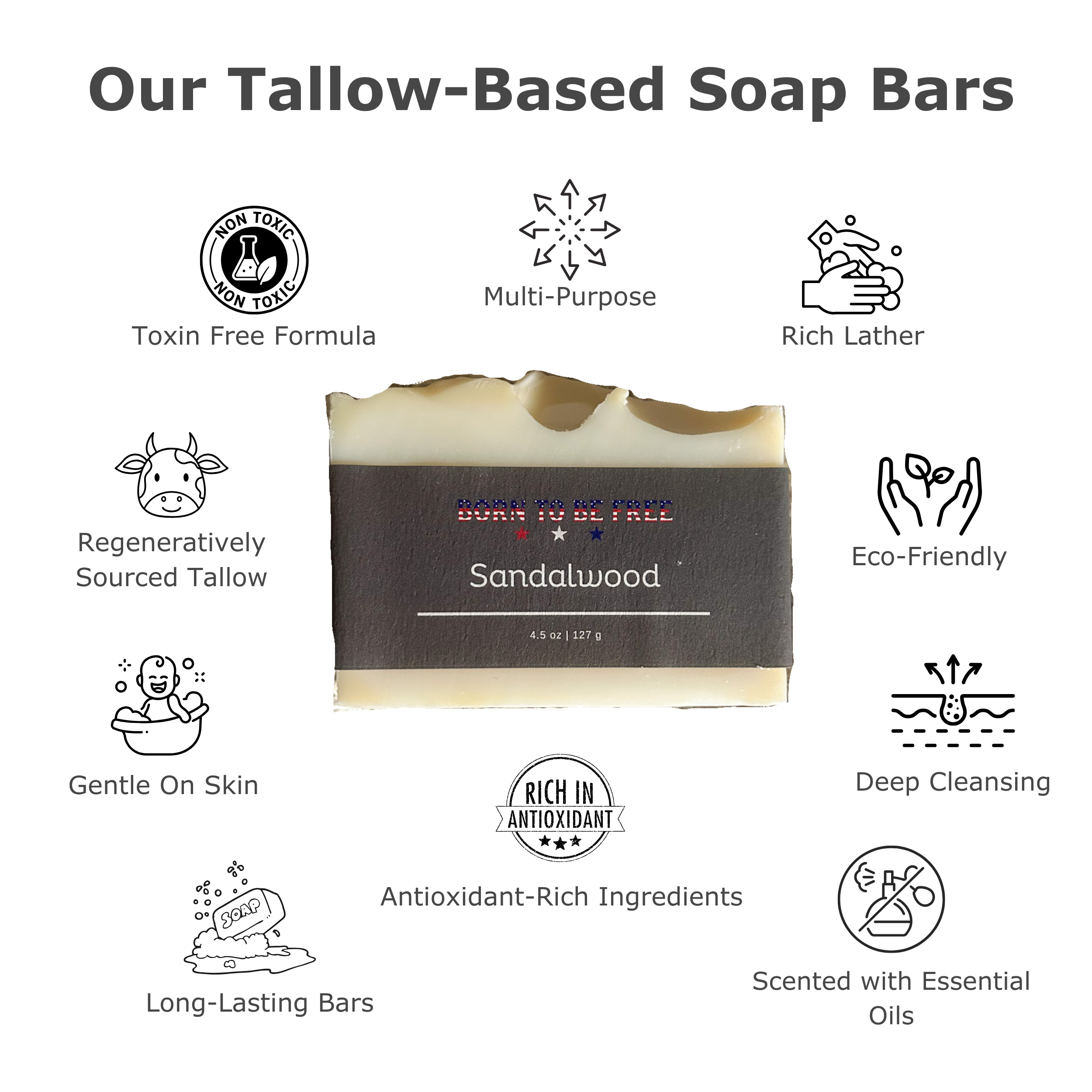 Sandalwood Tallow Soap Bar - My American Goods
