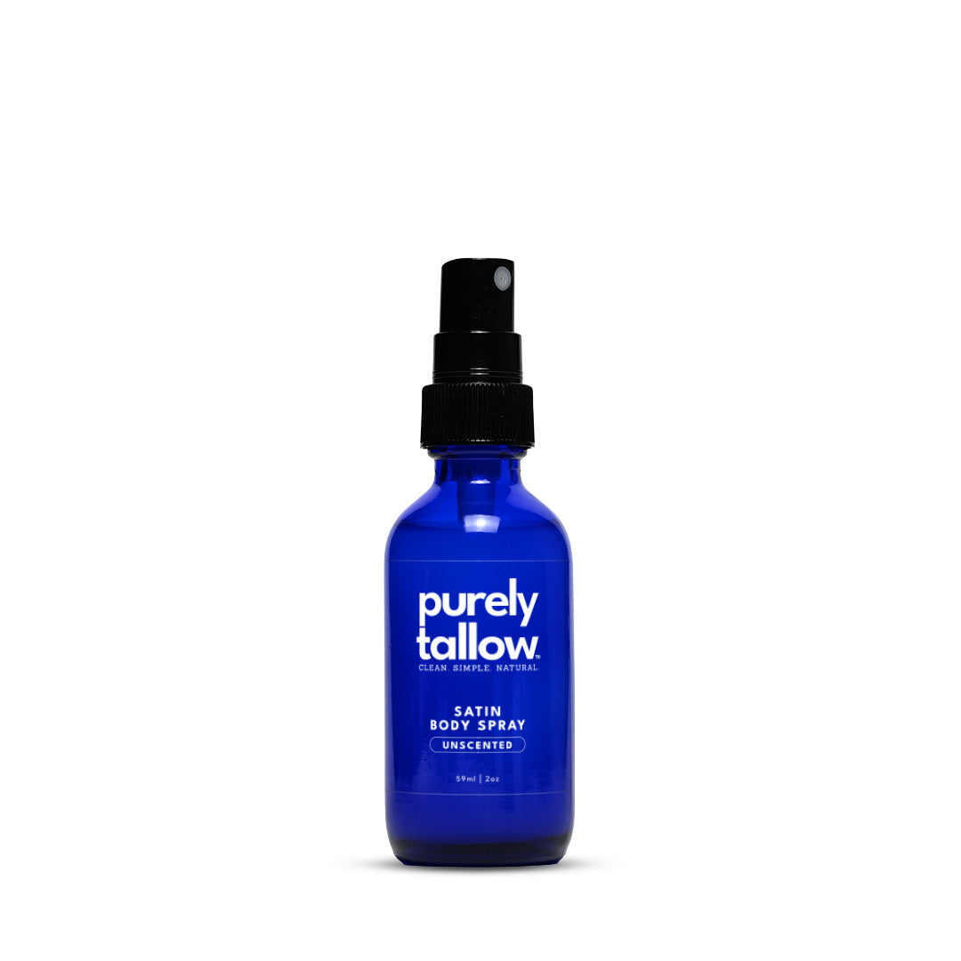 Blue spray bottle labeled &