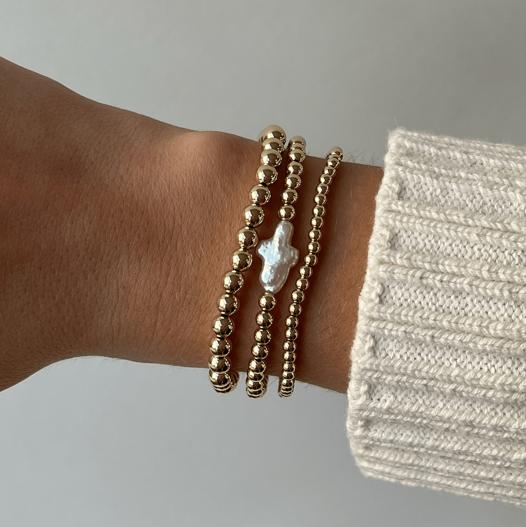 Pearl Cross Juno Bracelet Triple Stack