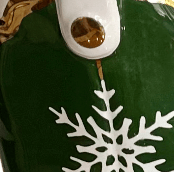 Ruby Clay Company Green Boot with White Ribbon Santa&