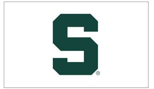 Michigan State University (MSU) White w/ Green Block S