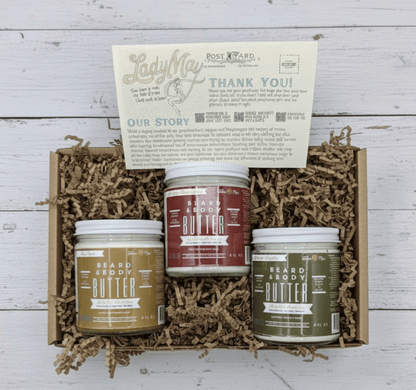 Lady May Tallow Body Cream/Lotion Tallow Man Men’s Beard Butter Trio Gift Box | 100% Natural Tallow