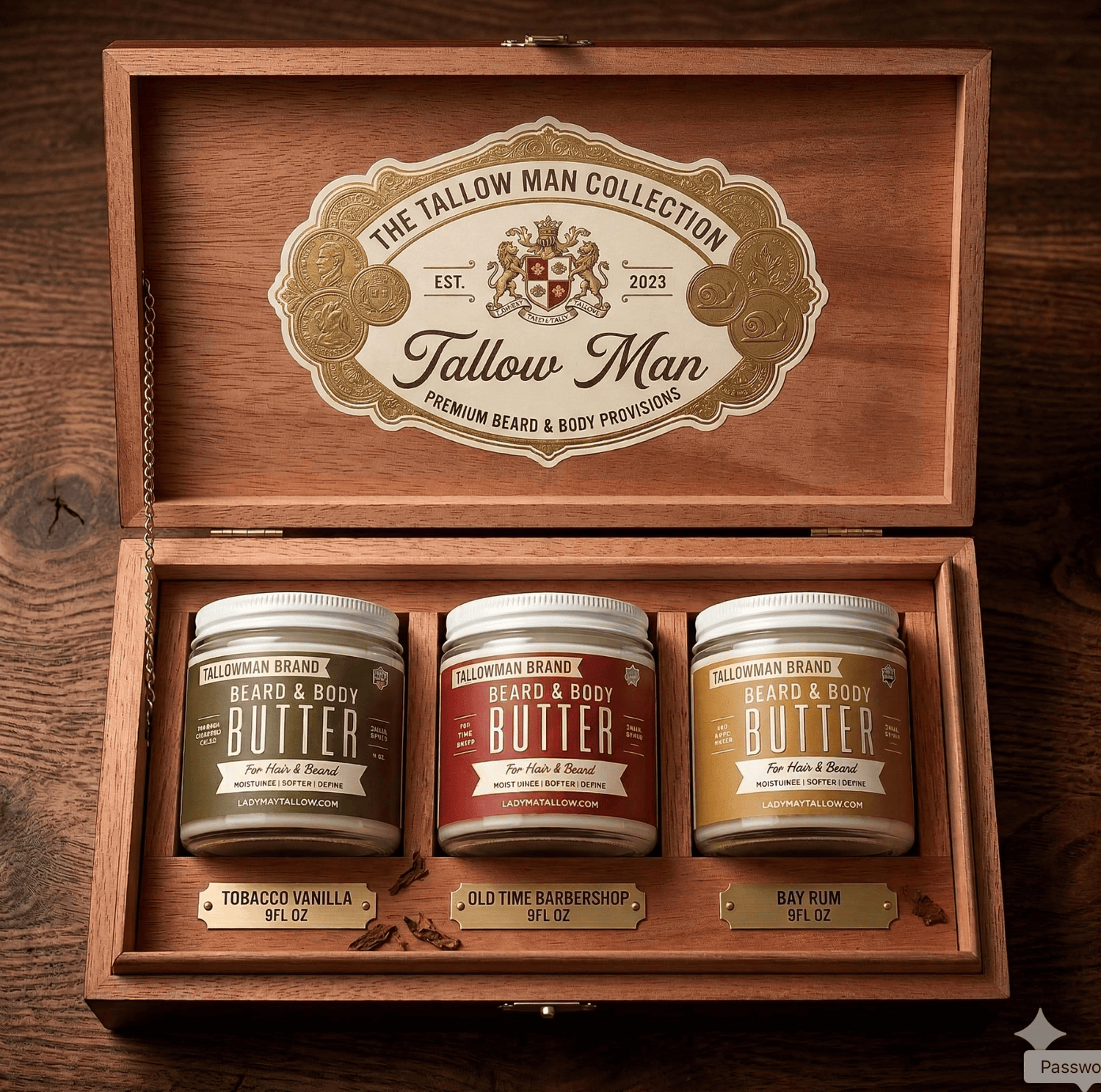 Lady May Tallow Body Cream/Lotion Tallow Man Men’s Beard Butter Trio Gift Box | 100% Natural Tallow