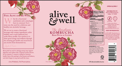 Alive &amp; Well Kombucha Kombucha Rose Petal &amp; Lychee Kombucha