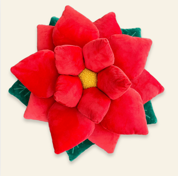 Poinsettia Pillow - Christmas Red - My American Goods