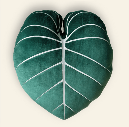 Philodendron Gloriosum Pillow - Forest Green