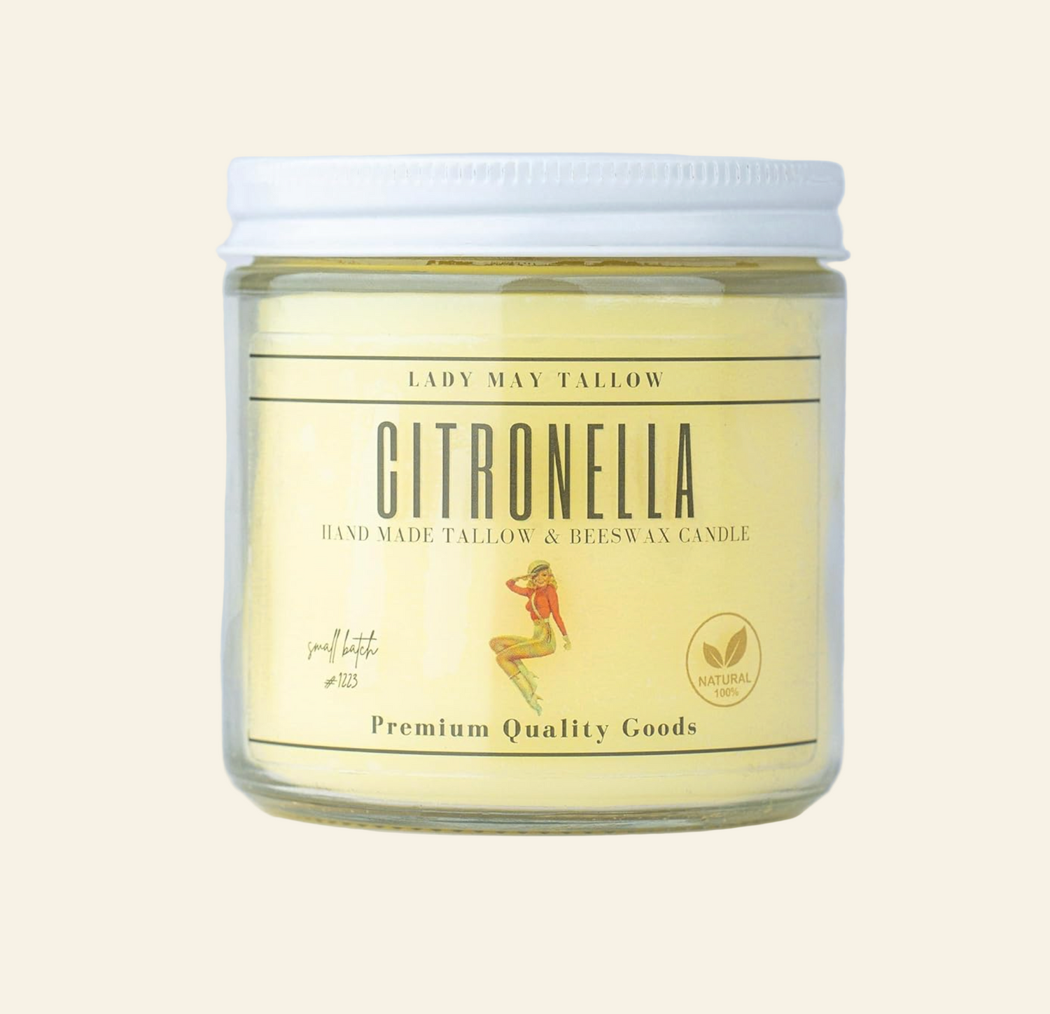 Lady May &quot;Classics&quot; All Natural, Tallow &amp; Beeswax Candle