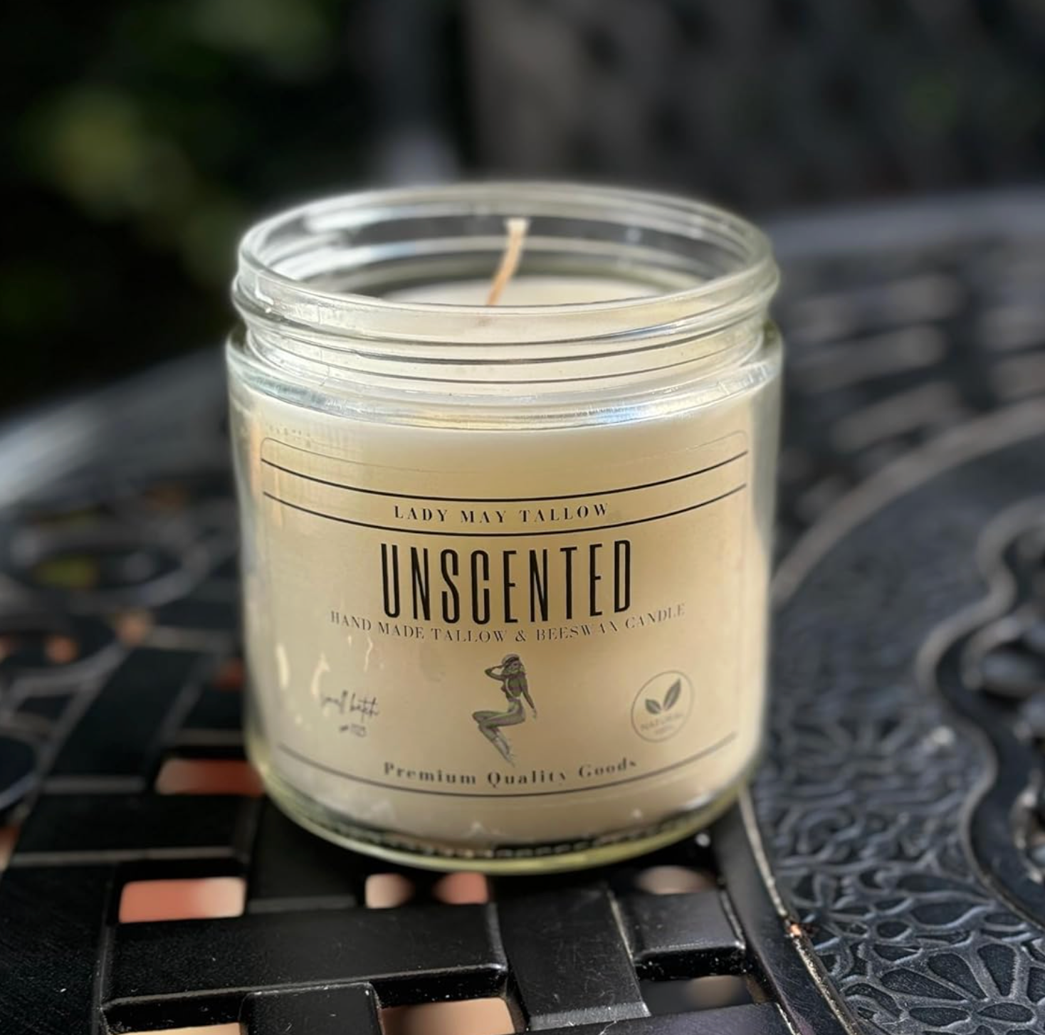 Unscented Tallow &amp; Beeswax Candle | All Natural, Non-Toxic, Clean Burning