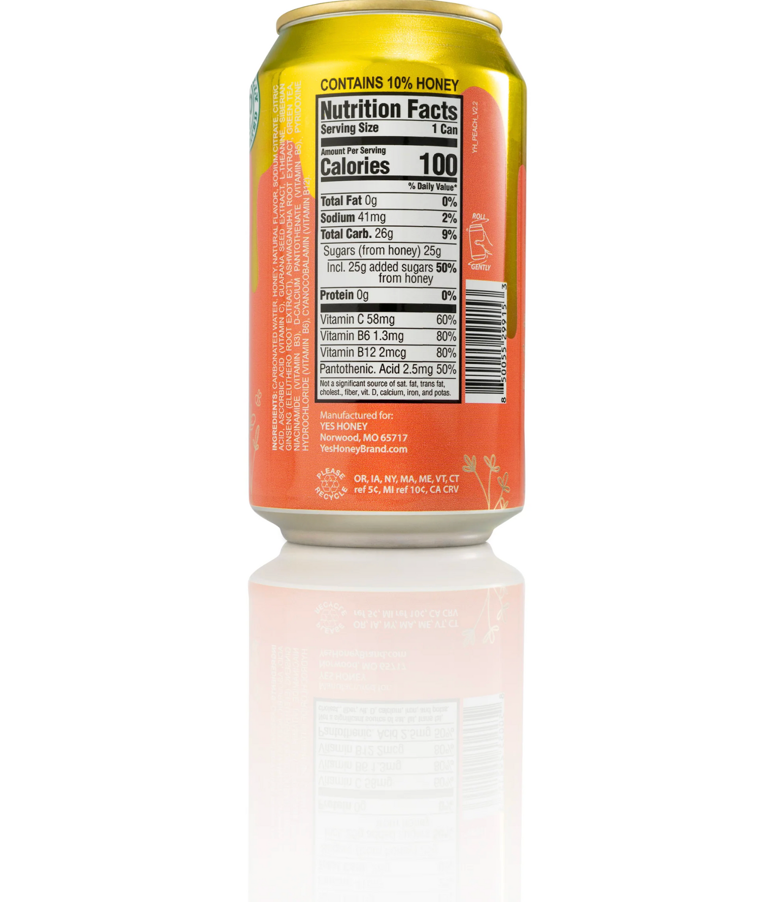 Bee Vitalized Sparkling Honey Sweetened Peach Tea - My American Goods