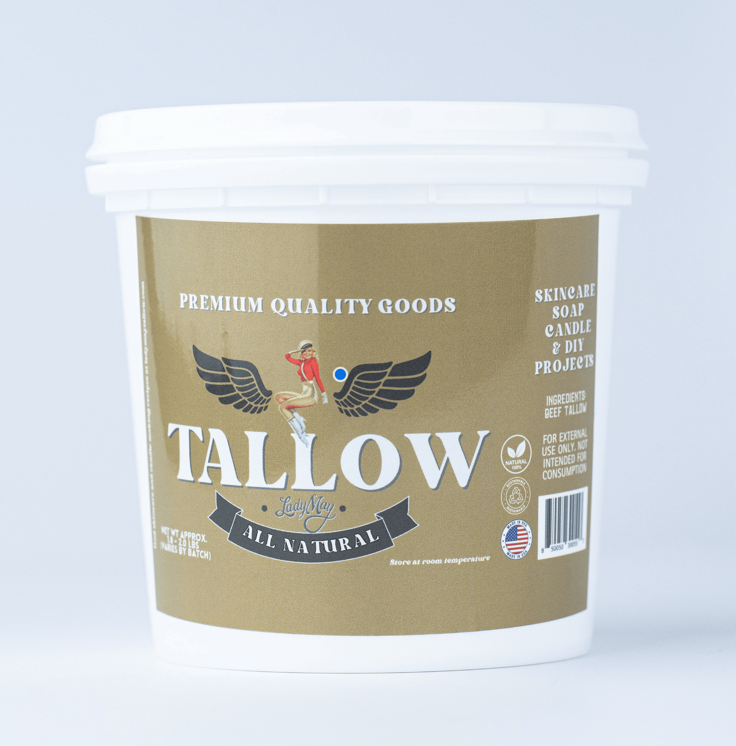 Lady May Tallow Beef Tallow 2lb Unscented Bulk Beef Tallow - 16 Pounds | 100% Natural &amp; Pure
