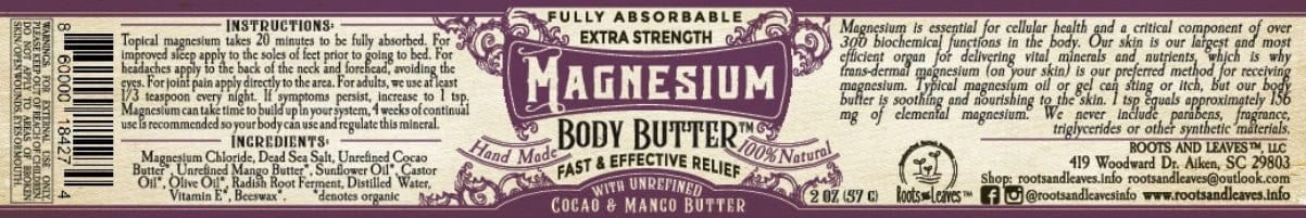 Roots And Leaves Topical Magnesium Magnesium Body Butter