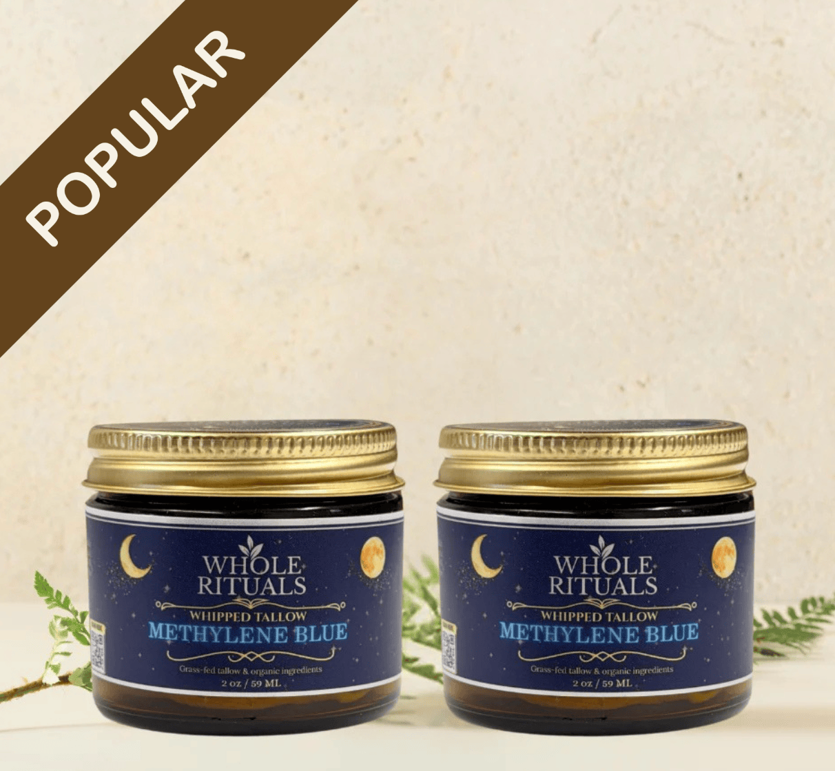 Whole Rituals Face Moisturizer 2oz - 59ml / 2 Pack - Save 10% Methylene Blue Infused Tallow Balm - Whipped