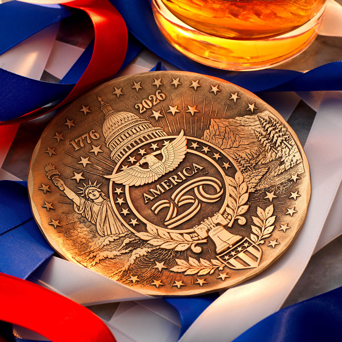 America250 Sea to Shining Sea 4-piece Coaster Set (Bronze)